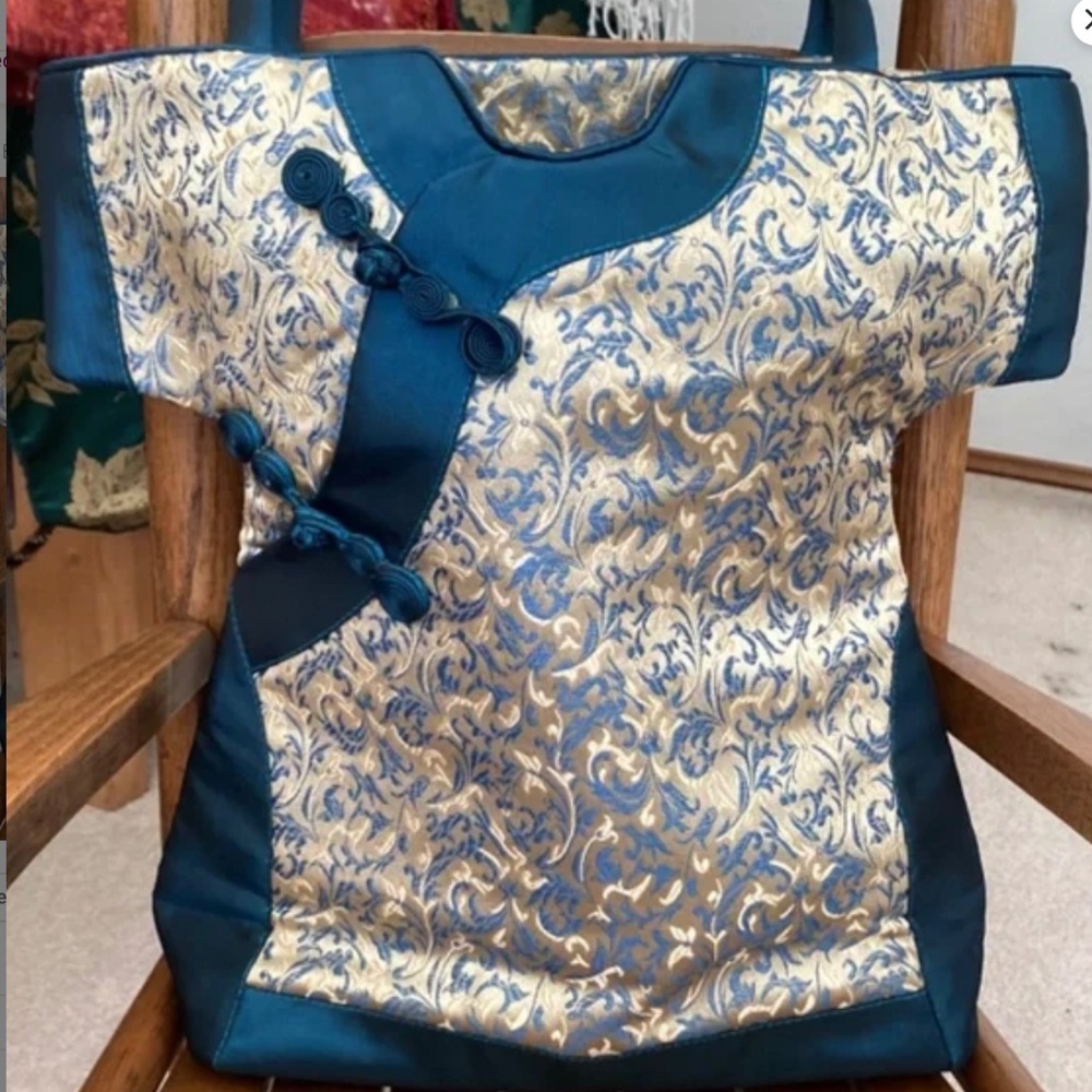Silk Design Dress Tapestry Handbag